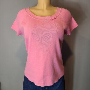 VTG Sag Harbor Sweater Y2K Women Sz Medium Pink Romantic Coquette Dainty Cotton